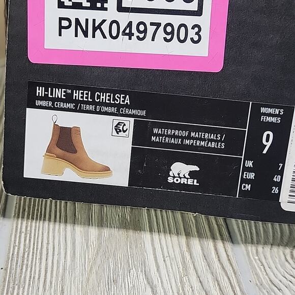 Sorel Hi-Line Heel Chelsea Boots Umber Ceramic Womens Size 9 NEW - Picture 12 of 13
